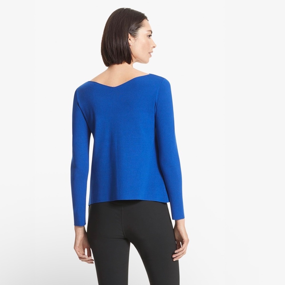 MM.LaFleur Royal Blue Celeste 365 Boatneck Top‎ Italian Yarn Medium Vback $165
